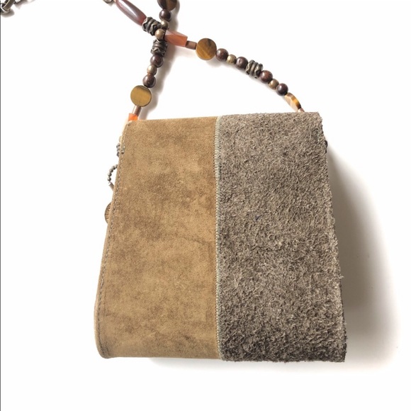 LEATHEROCK Olive & Tan Suede Box Shoulder Bag with Bead & Bronze Detail - Picture 3 of 13